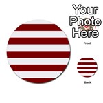 Horizontal Stripes - White and Dark Red Multi-purpose Cards (Round)