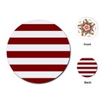 Horizontal Stripes - White and Dark Red Playing Cards (Round)