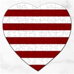 Horizontal Stripes - White and Dark Red Jigsaw Puzzle (Heart)