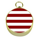 Horizontal Stripes - White and Dark Red Gold Compass