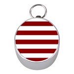 Horizontal Stripes - White and Dark Red Silver Compass (Mini)