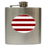 Horizontal Stripes - White and Dark Red Hip Flask (6 oz)