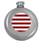 Horizontal Stripes - White and Dark Red Hip Flask (5 oz)