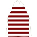 Horizontal Stripes - White and Maroon Red Full Print Apron