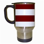 Horizontal Stripes - White and Maroon Red Travel Mug (White)