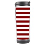 Horizontal Stripes - White and Maroon Red Travel Tumbler