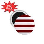 Horizontal Stripes - White and Maroon Red 1.75  Magnet (100 pack)