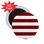 Horizontal Stripes - White and Maroon Red 2.25  Magnet (100 pack)