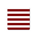 Horizontal Stripes - White and Maroon Red Magnet (Square)