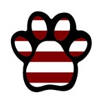 Horizontal Stripes - White and Maroon Red Magnet (Paw Print)