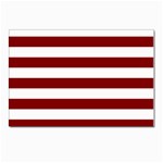 Horizontal Stripes - White and Maroon Red Postcard 4  x 6 