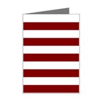 Horizontal Stripes - White and Maroon Red Mini Greeting Card