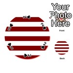 Horizontal Stripes - White and Maroon Red Playing Cards 54 (Round)