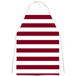 Horizontal Stripes - White and Burgundy Red Full Print Apron