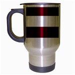 Horizontal Stripes - White and Burgundy Red Travel Mug (Silver Gray)