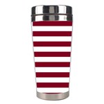 Horizontal Stripes - White and Burgundy Red Stainless Steel Travel Tumbler