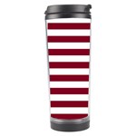 Horizontal Stripes - White and Burgundy Red Travel Tumbler