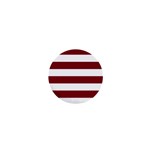 Horizontal Stripes - White and Burgundy Red 1  Mini Button