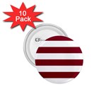 Horizontal Stripes - White and Burgundy Red 1.75  Button (10 pack)