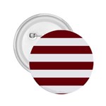 Horizontal Stripes - White and Burgundy Red 2.25  Button