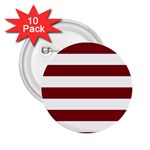 Horizontal Stripes - White and Burgundy Red 2.25  Button (10 pack)