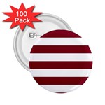 Horizontal Stripes - White and Burgundy Red 2.25  Button (100 pack)