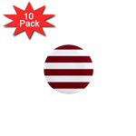 Horizontal Stripes - White and Burgundy Red 1  Mini Magnet (10 pack)