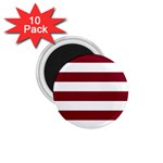 Horizontal Stripes - White and Burgundy Red 1.75  Magnet (10 pack)