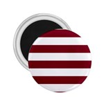 Horizontal Stripes - White and Burgundy Red 2.25  Magnet