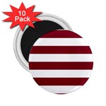 Horizontal Stripes - White and Burgundy Red 2.25  Magnet (10 pack)