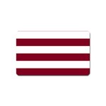 Horizontal Stripes - White and Burgundy Red Magnet (Name Card)