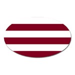 Horizontal Stripes - White and Burgundy Red Magnet (Oval)