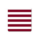 Horizontal Stripes - White and Burgundy Red Magnet (Square)