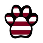 Horizontal Stripes - White and Burgundy Red Magnet (Paw Print)