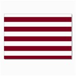 Horizontal Stripes - White and Burgundy Red Postcard 4  x 6 