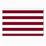 Horizontal Stripes - White and Burgundy Red Postcard 5  x 7 