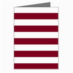 Horizontal Stripes - White and Burgundy Red Greeting Card