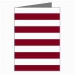 Horizontal Stripes - White and Burgundy Red Greeting Cards (Pkg of 8)