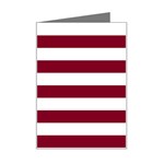 Horizontal Stripes - White and Burgundy Red Mini Greeting Card