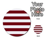 Horizontal Stripes - White and Burgundy Red Multi-purpose Cards (Round)