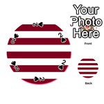 Horizontal Stripes - White and Burgundy Red Playing Cards 54 (Round)