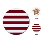 Horizontal Stripes - White and Burgundy Red Playing Cards (Round)