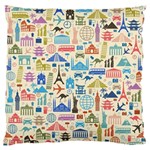 world Travel Large Flano Cushion Case (One Side)