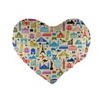 world Travel Standard 16  Premium Flano Heart Shape Cushion 