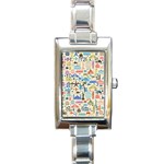 world Travel Rectangle Italian Charm Watch