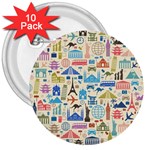 world Travel 3  Button (10 pack)