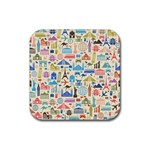 world Travel Rubber Coaster (Square)