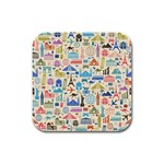 world Travel Rubber Square Coaster (4 pack)