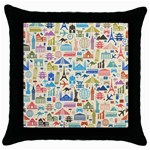 world Travel Throw Pillow Case (Black)