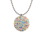 world Travel 1  Button Necklace